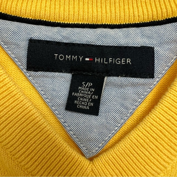 Tommy Hilfiger V-Neck Yellow Sweater Vest 100% Cotton S/M - Picture 4 of 6